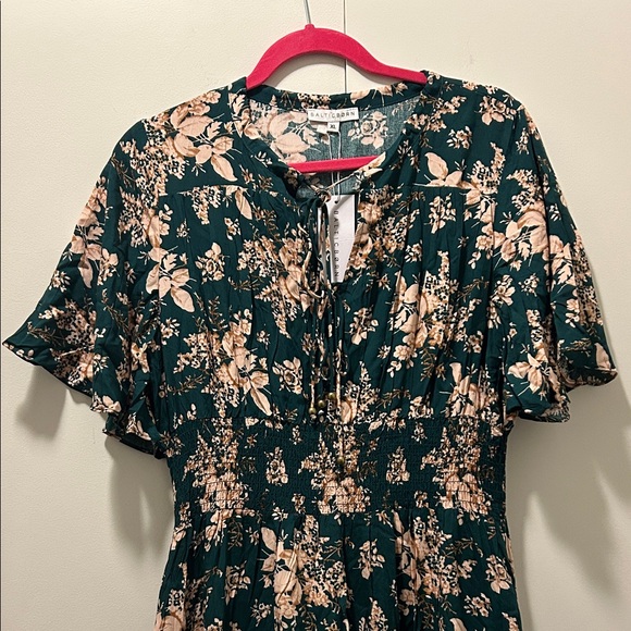 Baltic Born Dark Green and Pink Floral Midi Dress - Picture 2 of 7